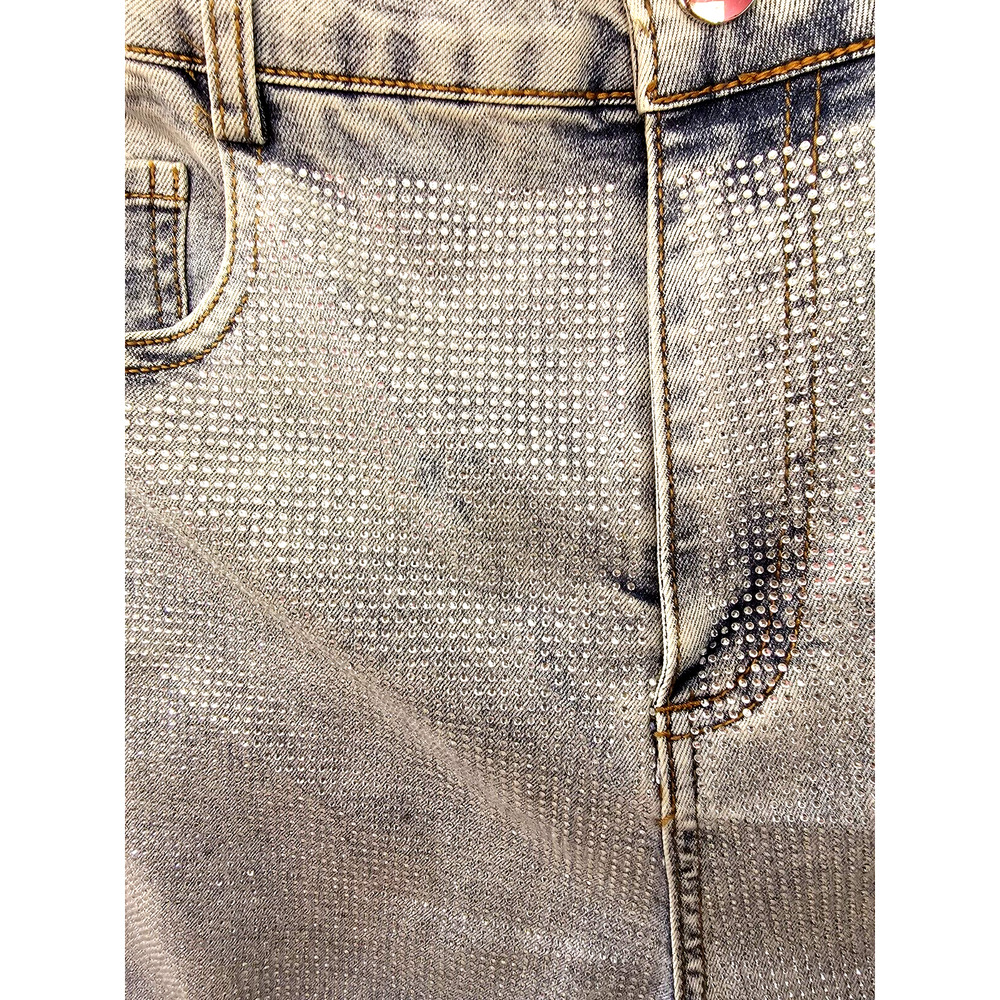 Full Rhinestone Gritty Soul Rock n Roll Skinny High Rise‎ Crop Jeans Women’s 30